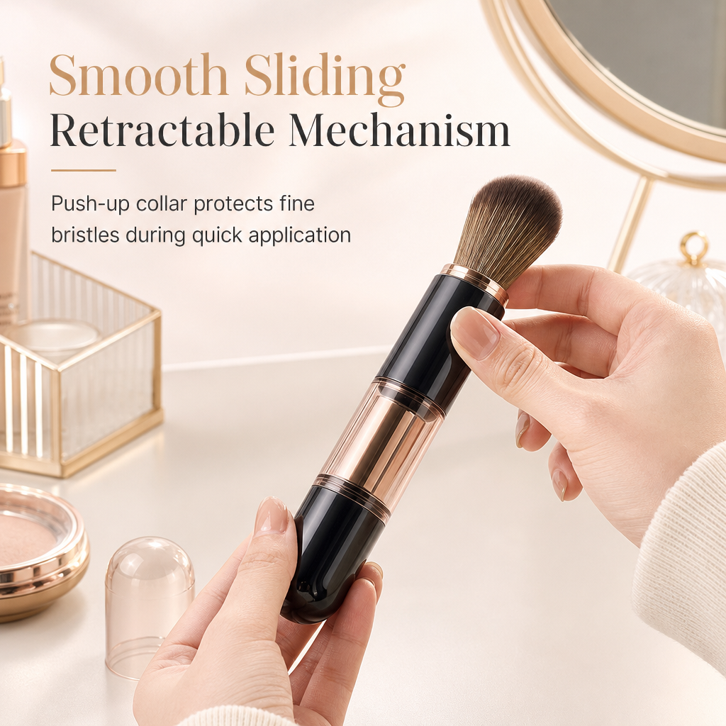 💄 50% Off Now ✨ Portable Retractable Makeup Brush Set — 5-in-1 Travel Capsule 🧳