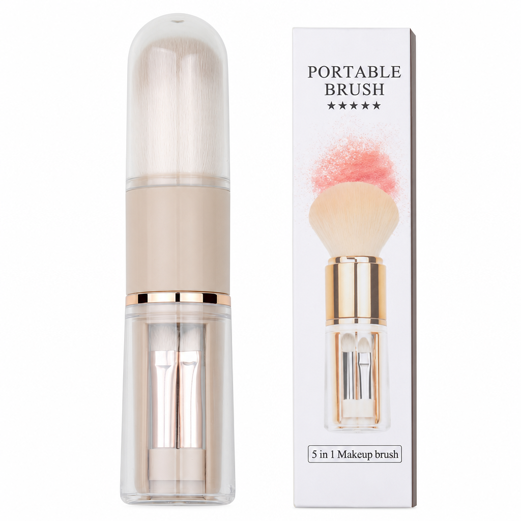 💄 50% Off Now ✨ Portable Retractable Makeup Brush Set — 5-in-1 Travel Capsule 🧳