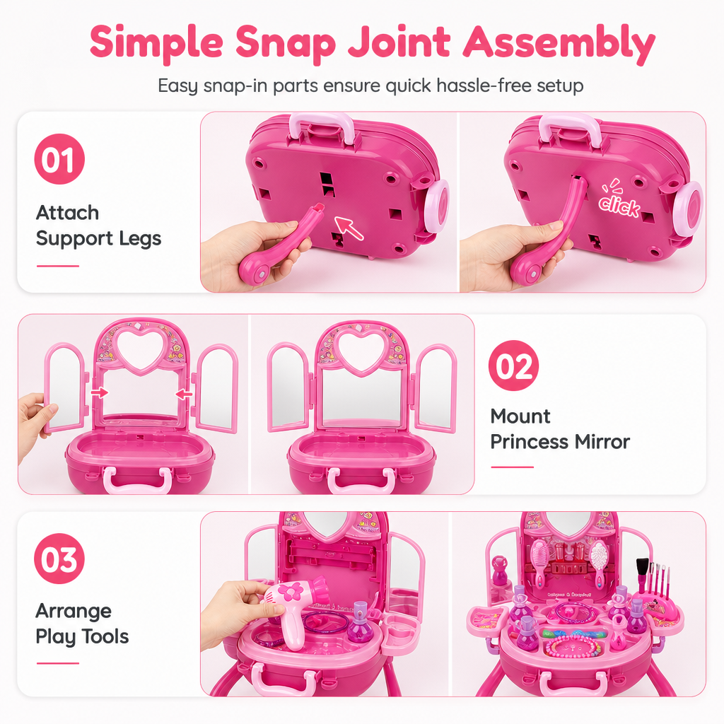 👑 50% Off Now ✨ 3-in-1 Princess Vanity Suitcase — 30 Makeup Toys & Rolling Trolley 🧳