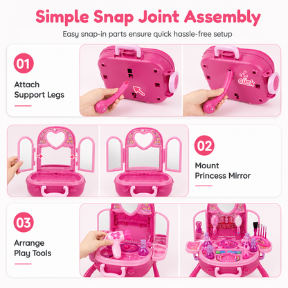 👑 50% Off Now ✨ 3-in-1 Princess Vanity Suitcase — 30 Makeup Toys & Rolling Trolley 🧳