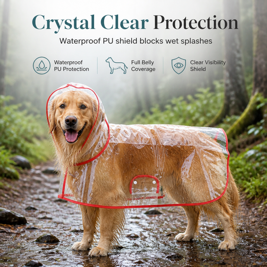 50% OFF 🐶 All-Weather Transparent Waterproof Dog Raincoat (All Sizes) ✨