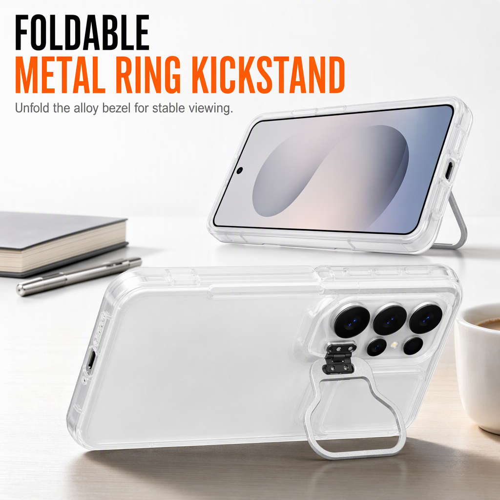 Shockproof Phone Case with Metal Lens Kickstand Protective Cover for Samsung Galaxy S26 S25 S24 S23 S22 Ultra Plus FE