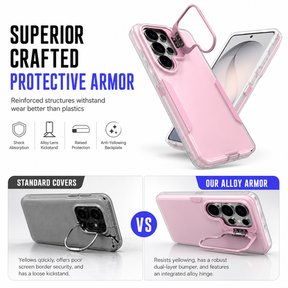 Shockproof Phone Case with Metal Lens Kickstand Protective Cover for Samsung Galaxy S26 S25 S24 S23 S22 Ultra Plus FE