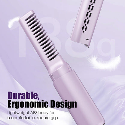 💇‍♀️ Cordless Hair Straightener Comb: 3 Heat Settings, 30s Fast Heat, Auto Shut-Off