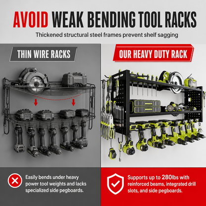 🛠️ LIMITED-TIME 50% OFF! 💪 Wall-Mounted Power Tool Organizer – Steel Build, Drill Charging Station, Dual Pegboards ✨