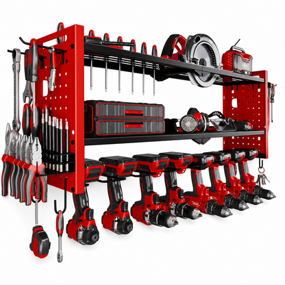 🛠️ LIMITED-TIME 50% OFF! 💪 Wall-Mounted Power Tool Organizer – Steel Build, Drill Charging Station, Dual Pegboards ✨