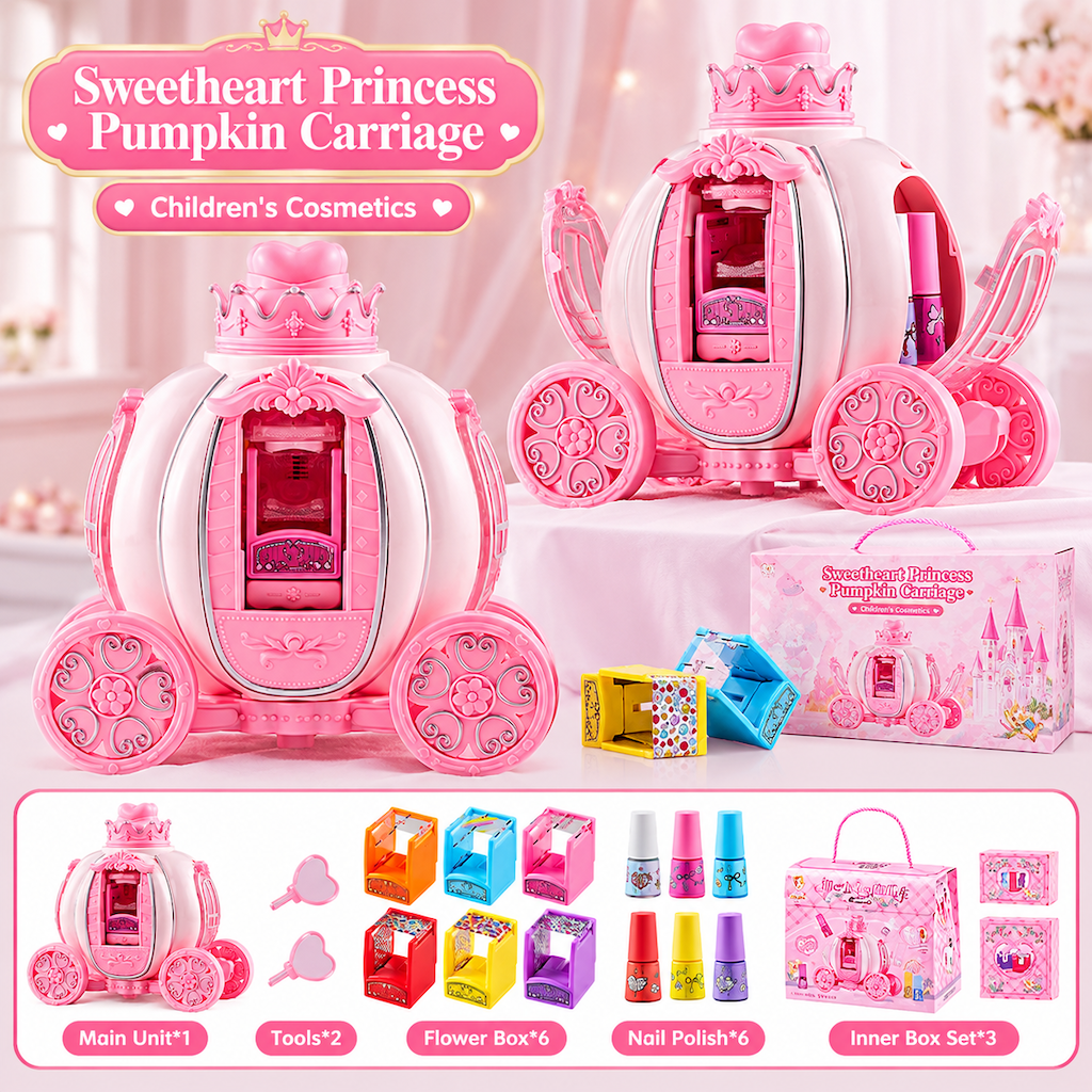⏰Pink Kids Makeup Kit for Girls Childrens Cosmetics Toy Set with Makeup Box Birthday Gift for Little Princess
