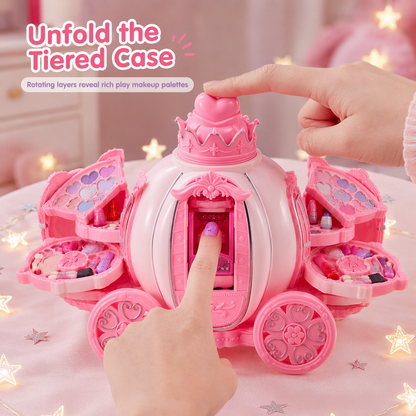 ⏰Pink Kids Makeup Kit for Girls Childrens Cosmetics Toy Set with Makeup Box Birthday Gift for Little Princess
