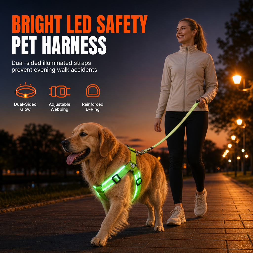 📢📢50% OFF !! ⏰ LED Dog Harness – Luminous, flashing & adjustable fit ✨