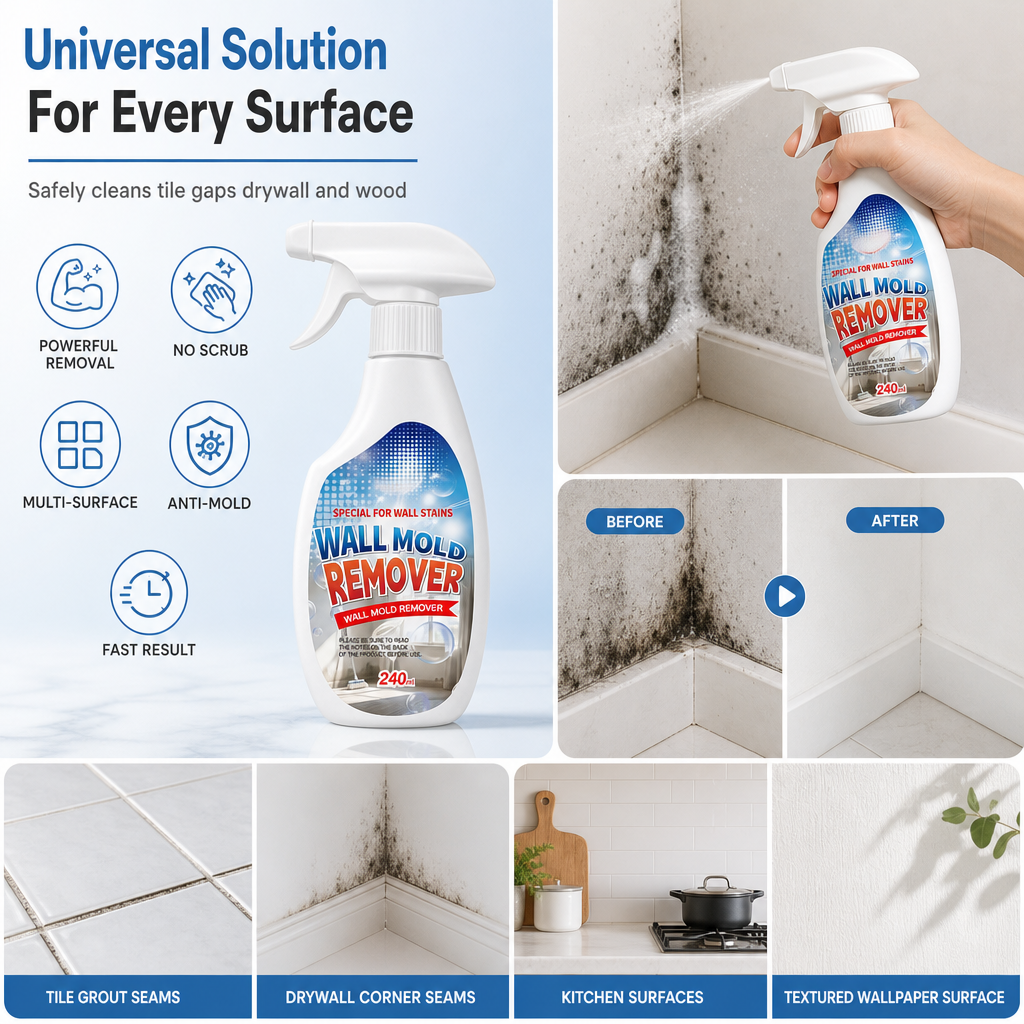 📢Household Wall Mold and Mildew Remover Spray for White Walls and Wallpaper with Spray Head