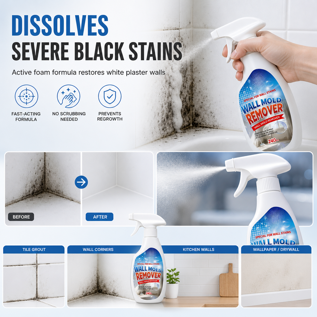 📢Household Wall Mold and Mildew Remover Spray for White Walls and Wallpaper with Spray Head