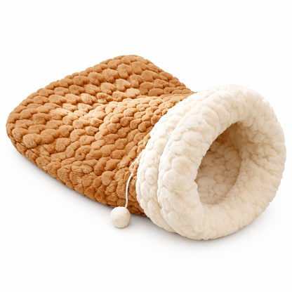 Thickened Warm Enclosed Cat Bed Sleeping Bag Soft Plush Pet Cave Bed Mat for Autumn and Winter